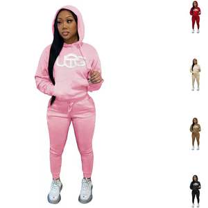 Conjunto Deportivo Informal de Dos Piezas con Sudadera con Capucha y Pantalones Deportivos, Chándal Personalizado para Mujer - Product Image 1