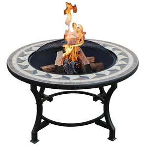 Patio Square Ceramic Tiles Factories Outdoor Fire Pit Proof Bbq Table