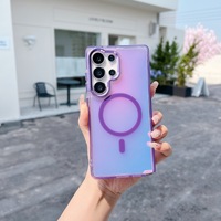 Étui de téléphone portable magnétique anti-chute brillant caméléon pour Samsung Galaxy S25 Ultra Edge FE S23 S26 A17 A07 A16 A15 A14 A13