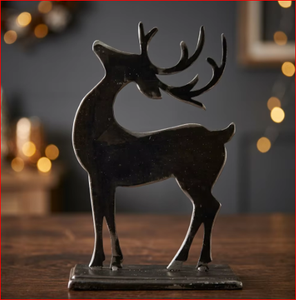 Ornement de renne en métal moderne, noir mat, sculpture silhouetted faite à la main, décoration de table de Noël pour la maison - Product Image 5