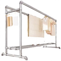 Séchoir à linge autoportant moderne multifonctionnel intérieur/extérieur à double tringle, séchoir à couettes à double niveau pour usage domestique et balcon