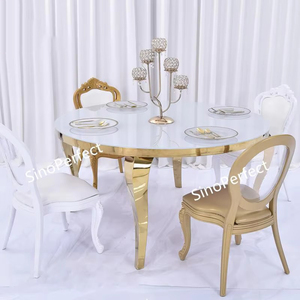 Wholesale Round Glass Top <b>Table</b> Gold Stainless Steel Modern Chairs and <b>Tables</b> for <b>Party</b> Hotel - Product Image 1