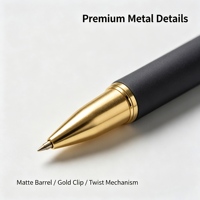 Bolígrafo de Metal con Detalles en Dorado y Logotipo Personalizado, Regalo Corporativo Perfecto para Clientes