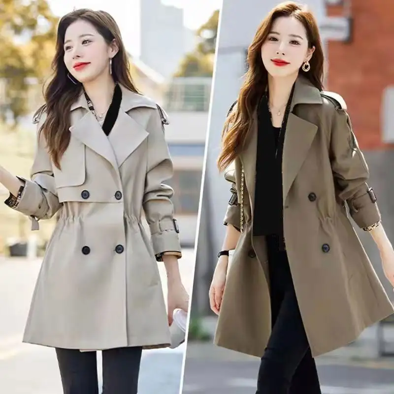 Dames Damesmode Trenchcoat Knoop Revers Koreaanse Elegante Windjack Overjas Lente Herfst Kantoor Outwear Jack Casual Jas