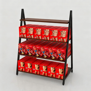Espositore per Biancheria Intima Personalizzato a Più Livelli in MDF, Stand Espositivo in Metallo per Biancheria Intima Maschile - Product Image 1