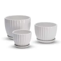 3pcs set a buon mercato all'ingrosso giardino pianura bianco vasi di fiori di ceramica