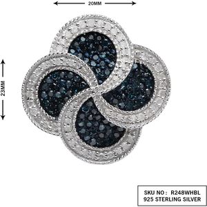 แหวนเพชรทรงกลม Jewelspaark 1.06 กะรัต ประดับเพชรธรรมชาติสีขาวและสีน้ำเงิน เงินแท้ 925 สำหรับงานหมั้น - Product Image 3
