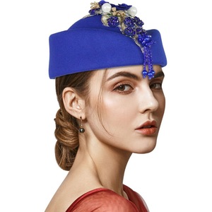 Béret polyvalent en feutre de laine pour <span class=keywords><strong>femme</strong></span>, style rétro britannique, pour hôtesse de l'air, <span class=keywords><strong>chapeau</strong></span> de <span class=keywords><strong>cérémonie</strong></span> en laine - Product Image 5