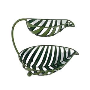 Cesta de almacenamiento de frutas de hoja de tortuga de 2 niveles con diseño personalizado, estante de frutas de metal tradicional - Product Image 1