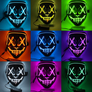 Máscara Luminosa POWER con Diseño en Forma de V, Máscara LED con Efecto de <span class=keywords><strong>Sangre</strong></span> Terrorífica, Fluorescente, para Fiestas de Disfraces y Cosplay - Product Image 2