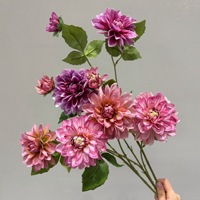 Dahlias artificiels en soie de haute qualité, grand format, effet hydratant, toucher réel, vente en gros, arrangement floral pour la maison, Thanksgiving