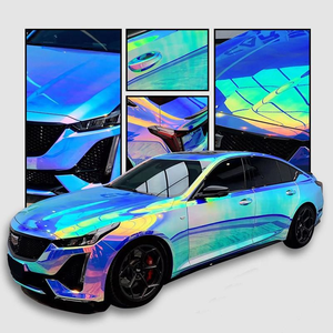 Film adhésif pour voiture en PVC holographique arc-en-ciel rose, effet caméléon, brillant, sans bulles d'air, rouleau de film pour carrosserie - Product Image 3