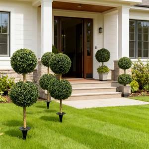 Plante artificielle en pot de simulation transfrontalière, feuilles de Milan, paysage d'hôtel et de maison, boule d'herbe artificielle, arbustes verts, écologique, résistant aux UV, pour intérieur - Product Image 6