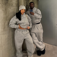 Ensemble de sweat-shirt et pantalon de survêtement surdimensionné unisexe personnalisé pour hommes et femmes, ensemble de survêtements unis