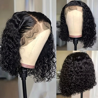 Pelucas de Cabello Humano con Cabello de Bebé Pre-Arrancado, Cutícula Alineada, Sin Procesar, Pelucas de Cabello Brasileño con Encaje Frontal 13x4 5x5, Estilo Bob, Ondas de Agua