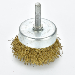 DELUN <span class=keywords><strong>Brosse</strong></span> coupelle <span class=keywords><strong>métallique</strong></span> 2.5 "<span class=keywords><strong>sur</strong></span> <span class=keywords><strong>tige</strong></span> hexagonale de 1/4" Surfaces plates et verticales Poils en acier revêtus de laiton pour le mélange des soudures - Product Image 4