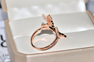 Hersteller Direkt verkauf Fashion Lady KYRA0593 CZ <span class=keywords><strong>Ring</strong></span> 3A Zirkon Schmetterling Form Resizable Trau ringe für Frauen Mädchen - Product Image 2