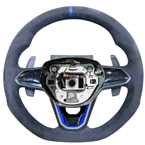 Volante de Cuero Azul con Marca Personalizada para Volkswagen Polo MK7 Passat Golf 4 5 6 7 8 GTI <span class=keywords><strong>R</strong></span> <span class=keywords><strong>Line</strong></span> MK5 MK6 MK7 MK8 - Product Image 1