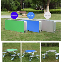 Ensemble table et chaises pliantes portables en alliage d'aluminium, 4 pièces, mobilier d'extérieur pour camping, pique-niques, stand de rue, repas