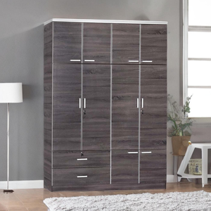 Moderno armario colgante de 4 puertas cajones al por mayor muebles de dormitorio de madera contrachapada para el hogar Oficina habitaciones privadas Hoteles Apartamentos - Product Image 1