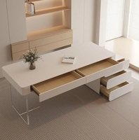 Bureau d'écriture à la maison blanc pur de luxe minimaliste bureau d'ordinateur Rectangle de Style crème Durable pour la consultation médicale de Salon de beauté