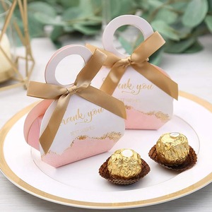 New Style Luxury Packaging <b>Wedding</b> <b>Gift</b> Chocolate Candy Bridal Shower Paper Pink Party Favor <b>Boxes</b> with Ribbons - Product Image 3