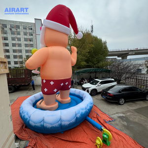 Decoración inflable de Papá Noel con soplador desmontable Decoración de fiesta de Navidad para interiores y exteriores - Product Image 4