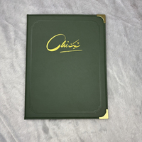 Porte-menu en cuir PU personnalisé de haute qualité, style classique, menu d'hôtel avec feuilles intérieures en plastique