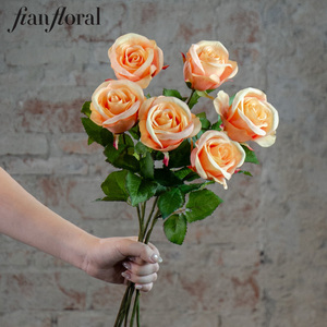 Ramo de Novia Artificial de 46 cm con Tacto Real, Color Melocotón, Rosa <span class=keywords><strong>Champagne</strong></span>, para Centros de Mesa y Decoraciones de Boda, Gran Venta - Product Image 1