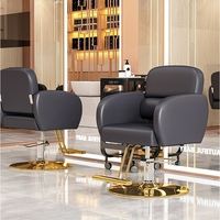 Chaise de coiffure de salon ergonomique moderne réglable en hauteur, rotation à 360 degrés pour la coupe de cheveux, cuir synthétique, salon de coiffure