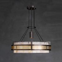 Lustre suspendu LED de luxe en albâtre, style moderne vintage, grand modèle en fer et cristal, pour hôtel, restaurant, villa, intérieur