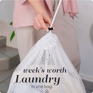 Extra-large Drawstring Polyester <b>Laundry</b> <b>Bag</b> Color-protecting <b>Mesh</b> Storage <b>Bag</b> for Washing Machines Shoppingmodern Minimalist - Product Image 2