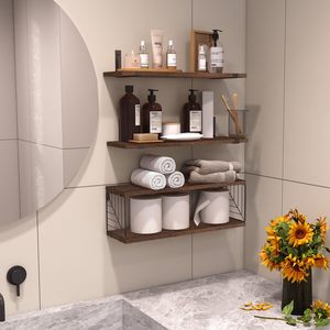 Hot Sell <strong>Dark</strong> Brown <strong>Wooden</strong> Wall Mounted <strong>Shelf</strong> Mroden Style Eco-friendly Floating <strong>Shelves</strong> for Bathroom Living Room Office - Product Image 4