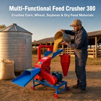 Broyeur d'aliments multifonctionnel 380 en acier inoxydable, haute productivité, capacité de 300 kg/h, moulin à grains à marteaux, broyeur de maïs