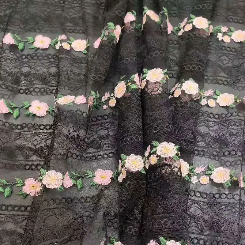 2020 francese guipure Morbido stretch 3D fantasia floreale pianura di lavoro a maglia metallizzato crochet maglia di paillettes voile tessuto del merletto del ricamo