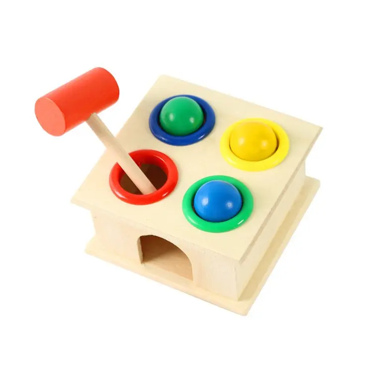 Tailai Montessori Wooden Hammering Ball Game Knocks Toys For Children Early Learning Hammer Game Kids Educational Baby