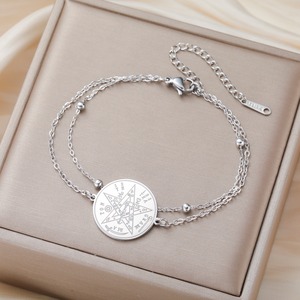Pulsera <span class=keywords><strong>de</strong></span> Acero Inoxidable para Mujer con Tetragramatón, Nudo <span class=keywords><strong>de</strong></span> Bruja, Amuleto <span class=keywords><strong>de</strong></span> <span class=keywords><strong>la</strong></span> Suerte, Protección, Pentagrama, Pentáculo Esotérico - Product Image 5