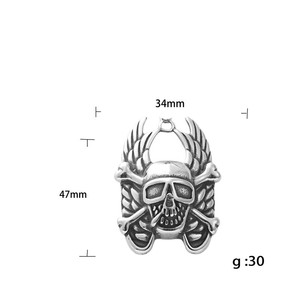 Collar de Hombre de Acero Inoxidable con Colgante de Calavera Alada, Diseño Geométrico Retro 190140 - Product Image 5