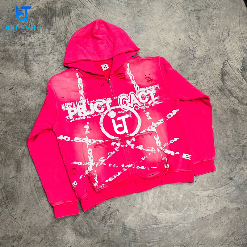 Hot Pink Hoodies Trendy High Quality Streetwear - Main Image