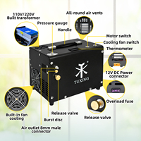 Compresseur d'air PCP TUXING haute pression avec arrêt automatique, ventilateur de refroidissement 12V, 110V, 220V, 300bar/4500psi/30mpa, adaptateur secteur pour chasse et paintball