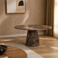 Table à manger en marbre brun Emperador, mobilier minimaliste adapté aux cuisines haut de gamme, salles à manger et hôtels