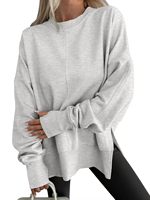Sudadera Holgada Estampada Transpirable para Mujer, Otoño/Primavera, con Hombros Caídos y Aberturas Laterales, Estilo Urbano, Venta al por Mayor