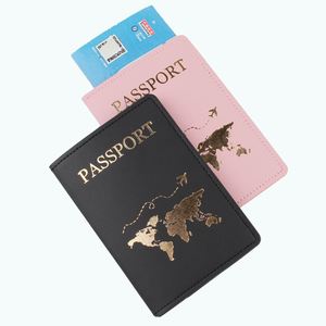 Custom Logo PU <b>Leather</b> RFID Blocking Travel Map Passport Cover Personalized Business Style Luggage Tag Card Holder - Product Image 2