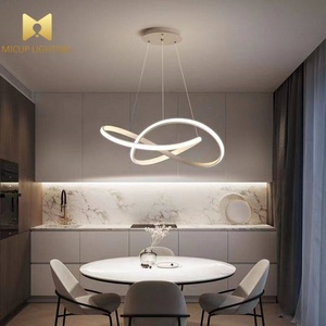 Lustre double anneau en silicone, style nordique minimaliste, design créatif américain, luxe léger, pour restaurant, cuisine, salon et chambre - Product Image 5