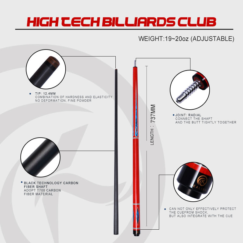 OK HEALING 1/2 PlayCue 12.4mmチップ径プールキュー T700カーボン
