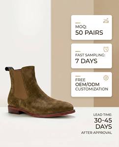 Botas <span class=keywords><strong>Chelsea</strong></span> Premium con Construcción Goodyear para Hombre, de Cuero de Ante, Media Caña, Plataforma Antideslizante, Zapatos Clásicos de Vestir para <span class=keywords><strong>Caballero</strong></span>, OEM Personalizado - Product Image 6