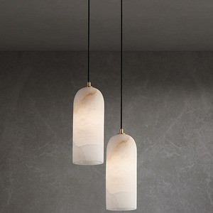 Luxury Minimalist Pendant <b>Light</b> LED Natural Marble Copper Long Shape Home Chandelier - Product Image 4
