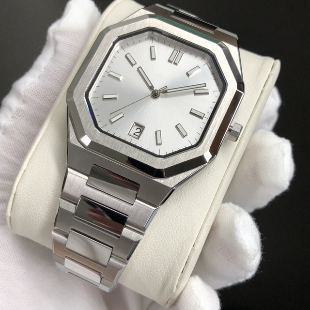 Super Slim Watch Automatic Stainless Steel Miyota 9015 Movement Customized Silver Mechanical Watches for Men Luxury Watches Men