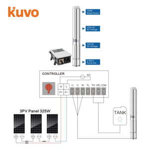 Bomba de Agua Sumergible Solar Fotovoltaica KUVO de 1HP 750W con Carcasa de Acero Inoxidable, 72V 220V AC, Controlador MPPT, 3 Pulgadas - Product Image 2