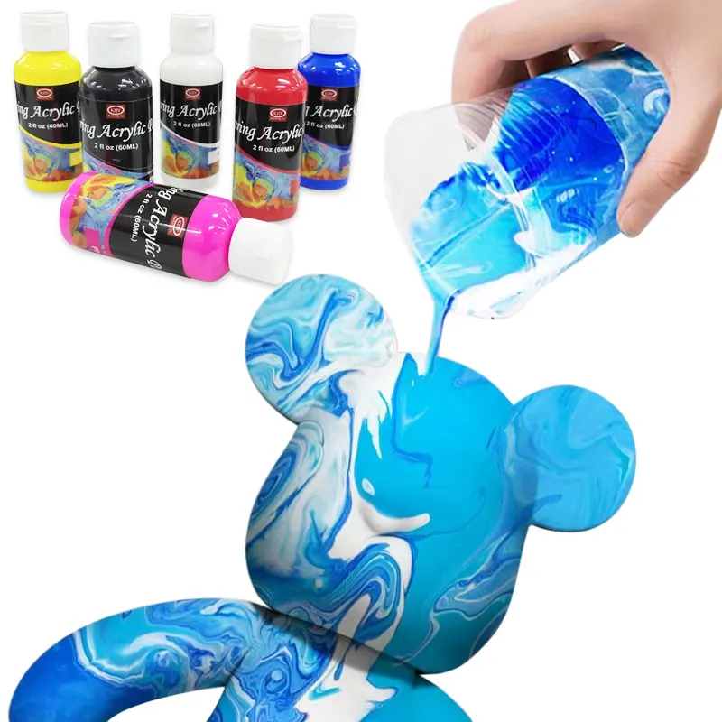 KHY Hot Sale Liquid Fluid Pouring Diy Bear Pre Mixed Acrylic Neon Paint